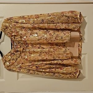 Pink and Gold Peasant Blouse